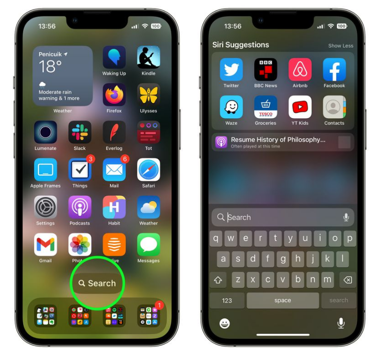 武功苹果手机维修分享升级到 iOS 16 后，如何删除主屏幕上的搜索按钮 