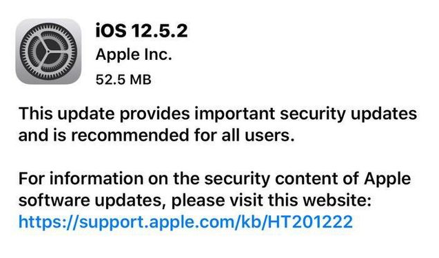 武功苹果手机维修分享iOS12.5.2发布，建议所有老苹果用户安装 